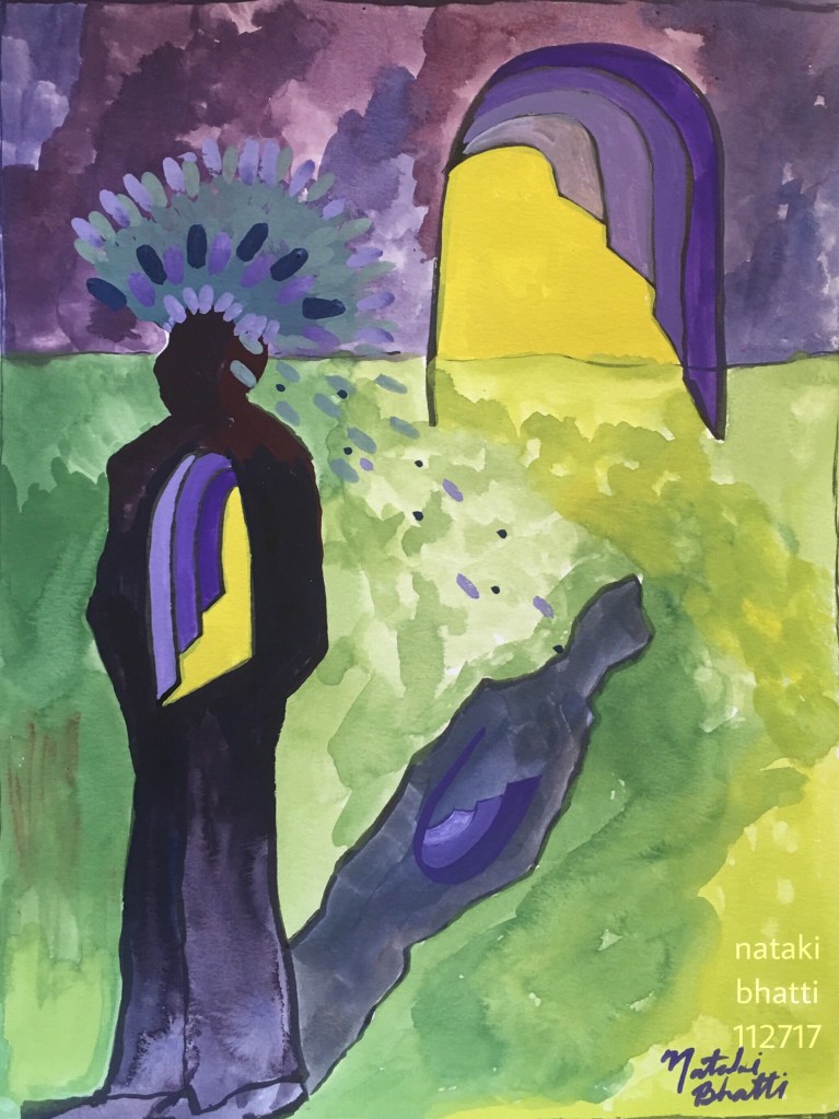 “Going Through” by Nataki McNeal Bhatti. Gauche on paper, 12 “ x 17”. 